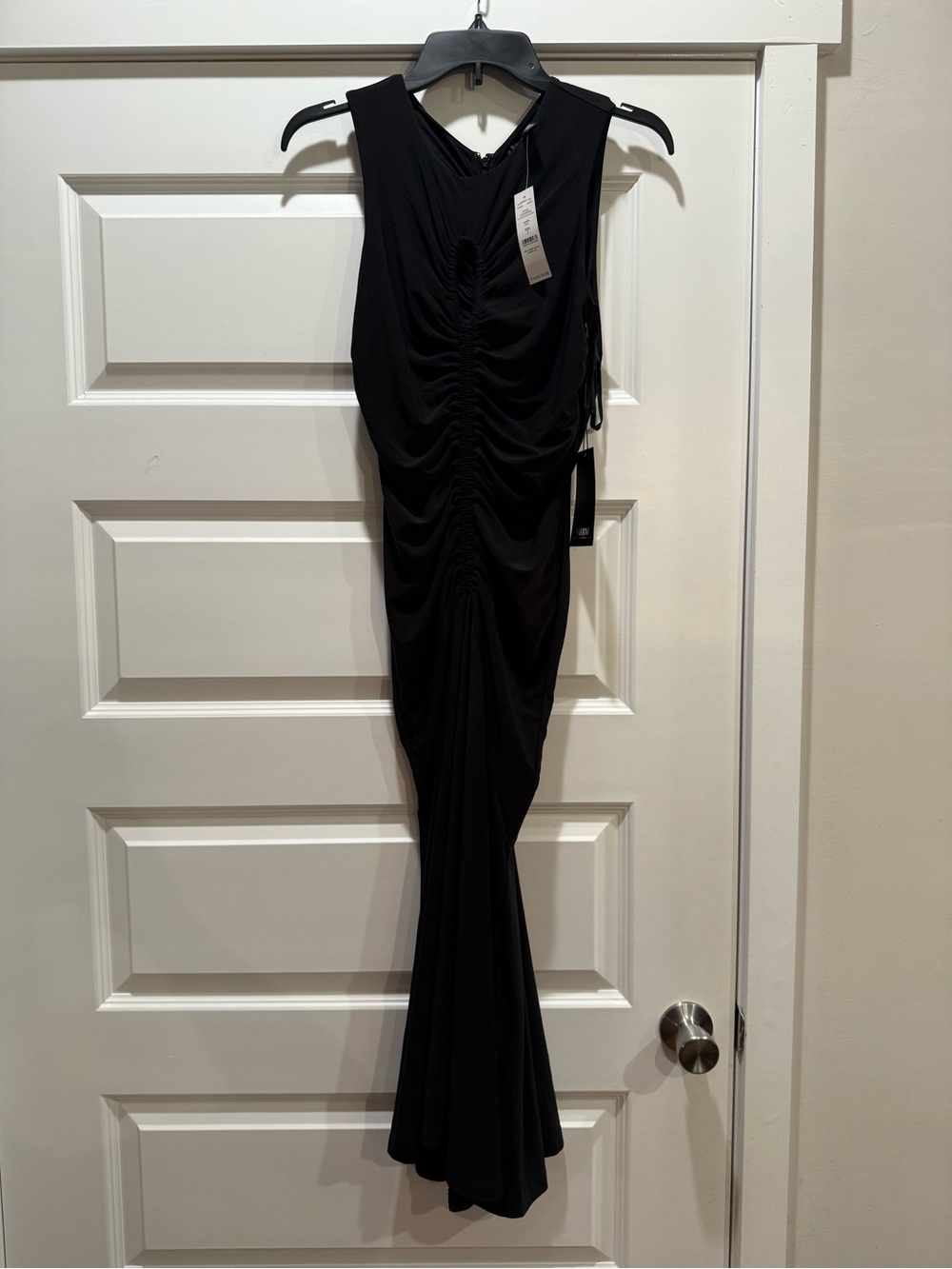 White House Black Market Black Ruched Maxi Dress